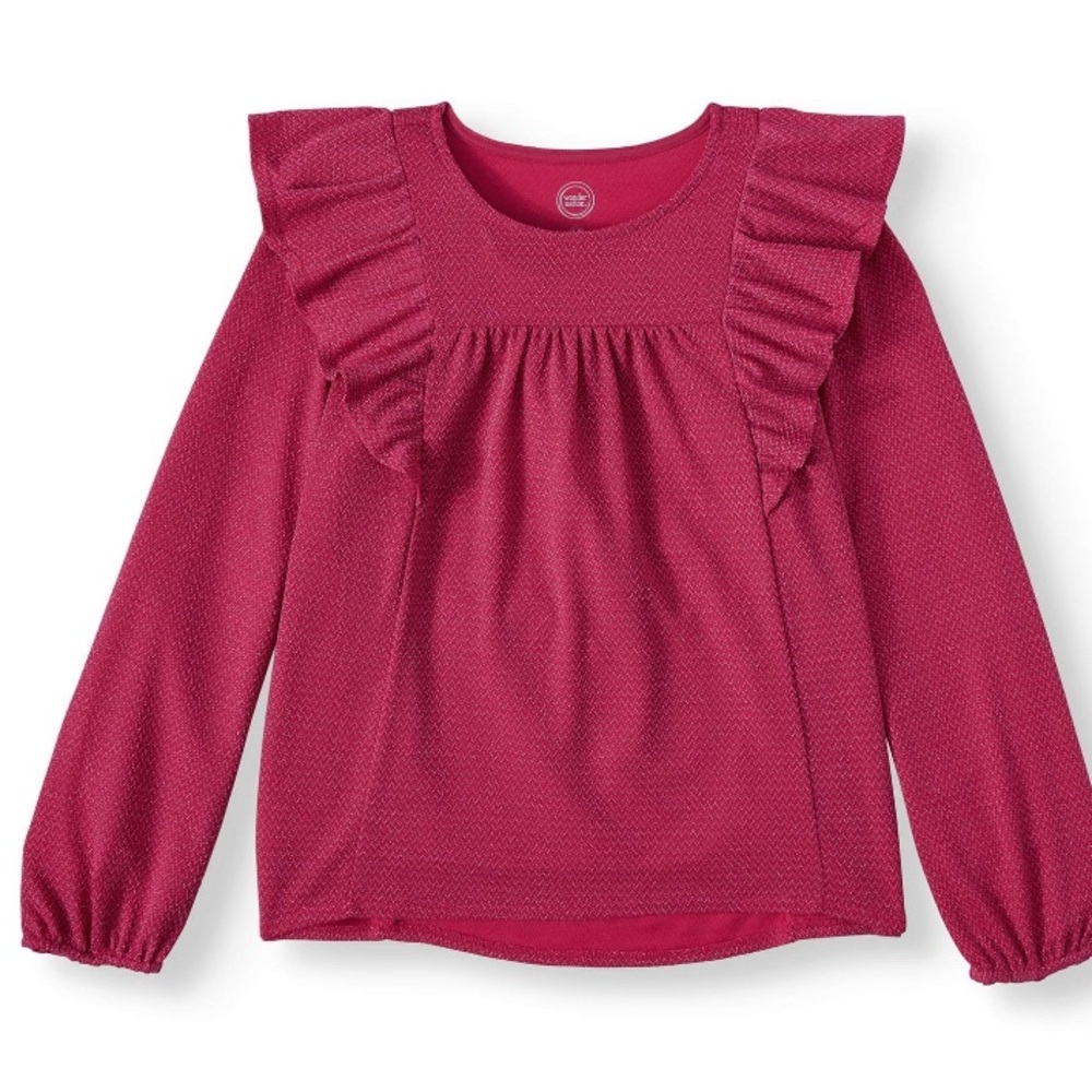 NWT Wonder Nation Metallic Ruffle Shoulder Long Sleeve Shirt